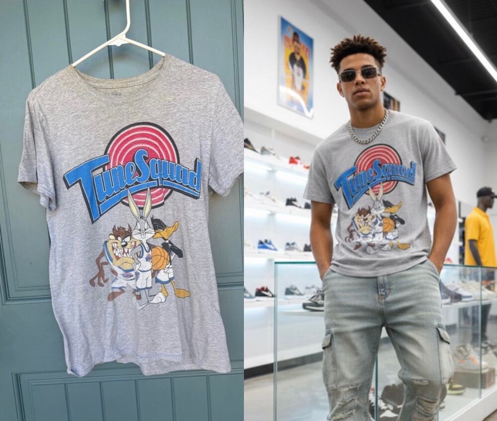 Space Jam Tune Squad T-Shirt Looney Tunes Bugs Taz Daffy Vintage Style Tee S